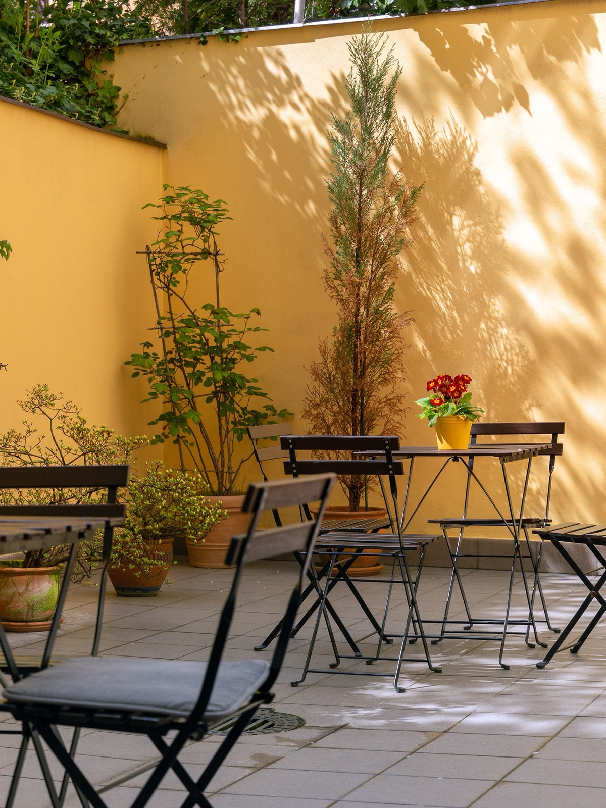 Der Gartensitzbereich des Hotels Orion